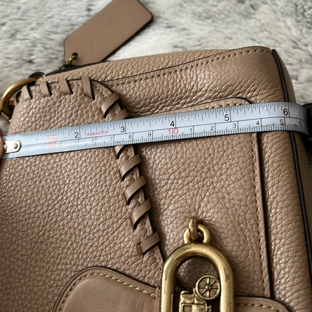 Coach Beige Leather Shoulder Bag with Gold Accents - Picture 15 of 15